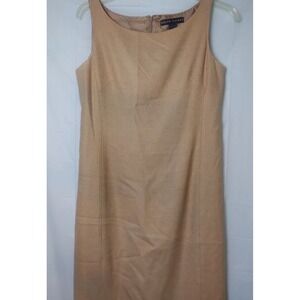 Ralph Lauren Wool Dress Sleeveless Tan Sheath Career Cocktail Party Size 12 read